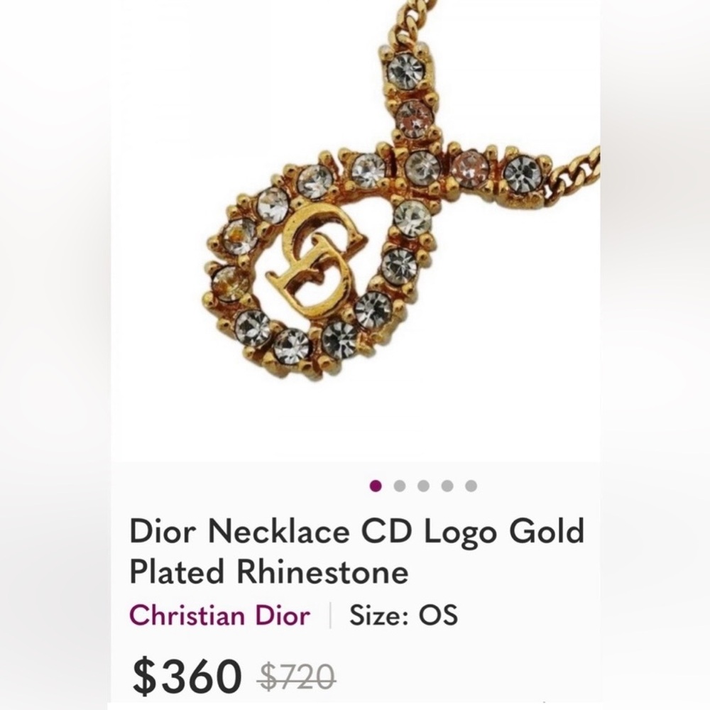 Vintage DIOR Necklace CD Logo Gold-Tone W/Rhinestones. Newly cleaned & Sanitized - Picture 12 of 12